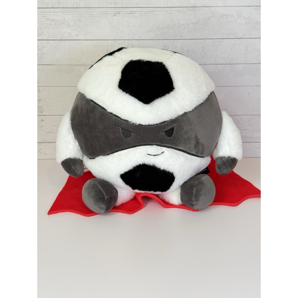 FAO Schwarz 10" Soccer Ball Plush Superhero Mask Red Cape Stuffed Toy